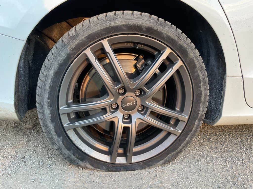 car tyre that is losing pressure