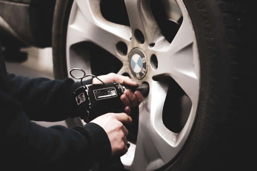 mot test tire being changed on a car